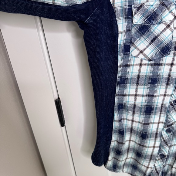 Ci Sono Plaid Collection Women Shirt Roll Up Sleeves Button Down Stretch Size M - Picture 9 of 10